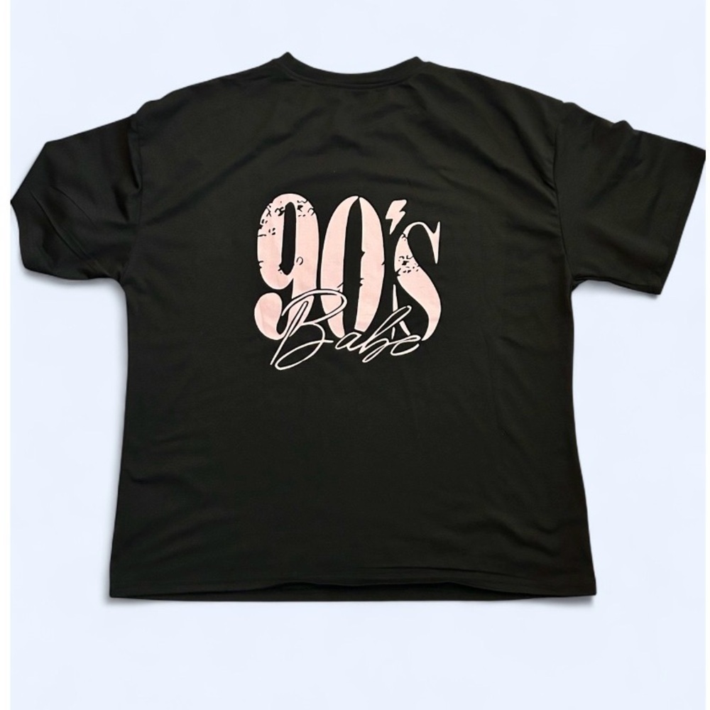 Women's Black 90s Babe Retro Short Sleeve Graphic T-Shirt - Size XL - NEW - Picture 4 of 7